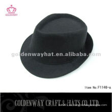 Sombrero de sombrero negro con banda de moda de poliéster para los hombres trilby fedora sombrero al por mayor